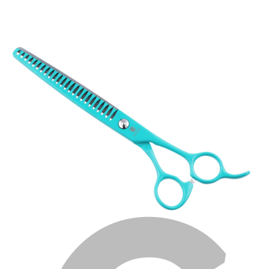 Jargem Grooming Cyan Chunkers 7,5" – filiravimo žirklės su turkio spalvos danga, vienpusės, 24 dantukai.