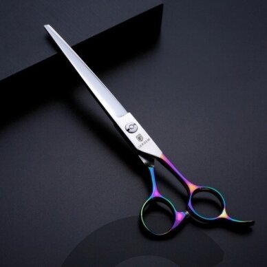 Jargem Multicolor Straight Scissors 7,5" – tiesios priežiūros žirklės su spalvota rankena Jargem Multicolor Straight Scissors 7,5" – tiesios priežiūros žirklės su spalvota rankena