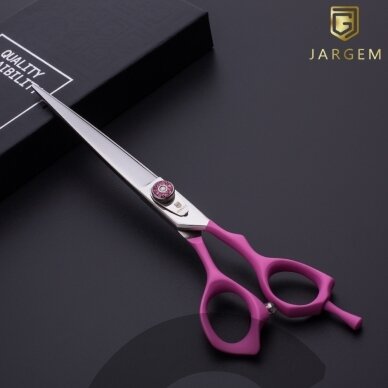 Jargem Pink Straight Scissors - tiesios priežiūros žirklės su minkšta ir ergonomiška rausva rankena - Dydis: 7 "