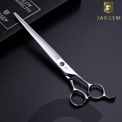 Jargem Straight Scissors – šviesiai rožinės deimantinės tiesios priežiūros žirklės – Dydis: 7 colio