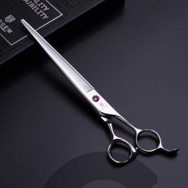 Jargem Straight Scissors – šviesiai rožinės deimantinės tiesios priežiūros žirklės – Dydis: 7,5 colio Jargem Straight Scissors – šviesiai rožinės deimantinės tiesios priežiūros žirklės – Dydis: 7,5 colio