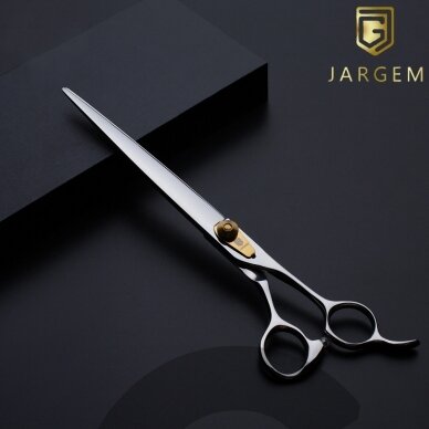 Jargem Strong Straight Scissors - tvirtos priežiūros žirklės su ilgais ir plonais ašmenimis, auksiniu varžtu - Dydis: 8 "