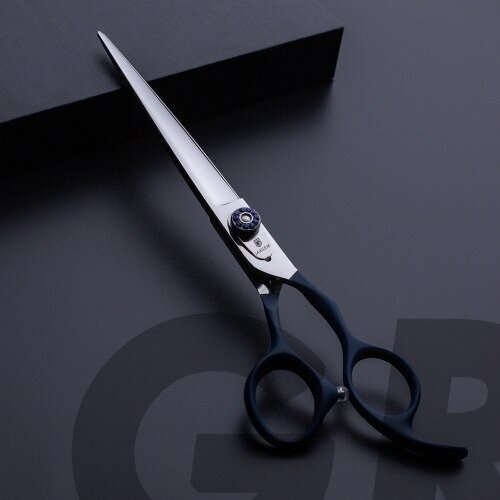 Jargem Straight Scissors – tiesios priežiūros žirklės su minkšta ir ergonomiška tamsiai mėlyna rankena – Dydis: 7,5 colio Jargem Straight Scissors – tiesios priežiūros žirklės su minkšta ir ergonomiška tamsiai mėlyna rankena – Dydis: 7,5 colio
