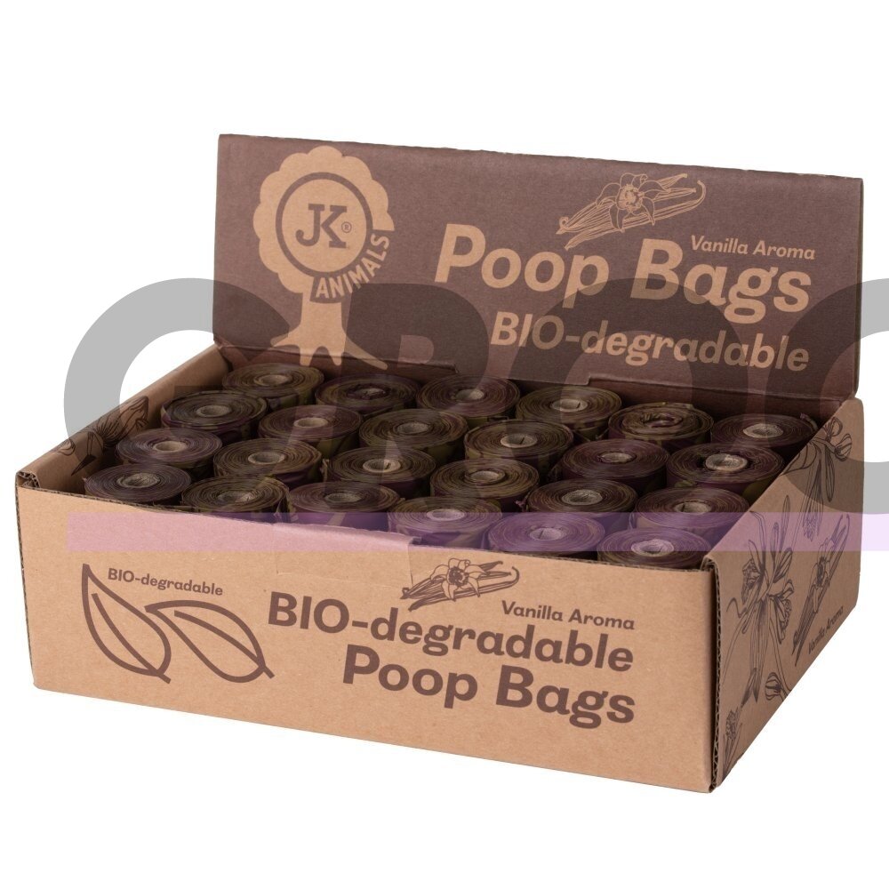 JK Animals BIO-degradable Poop Bags Box - biologiškai suyrantys maišeliai šunų ekskrementams 24 ritinėliai 2