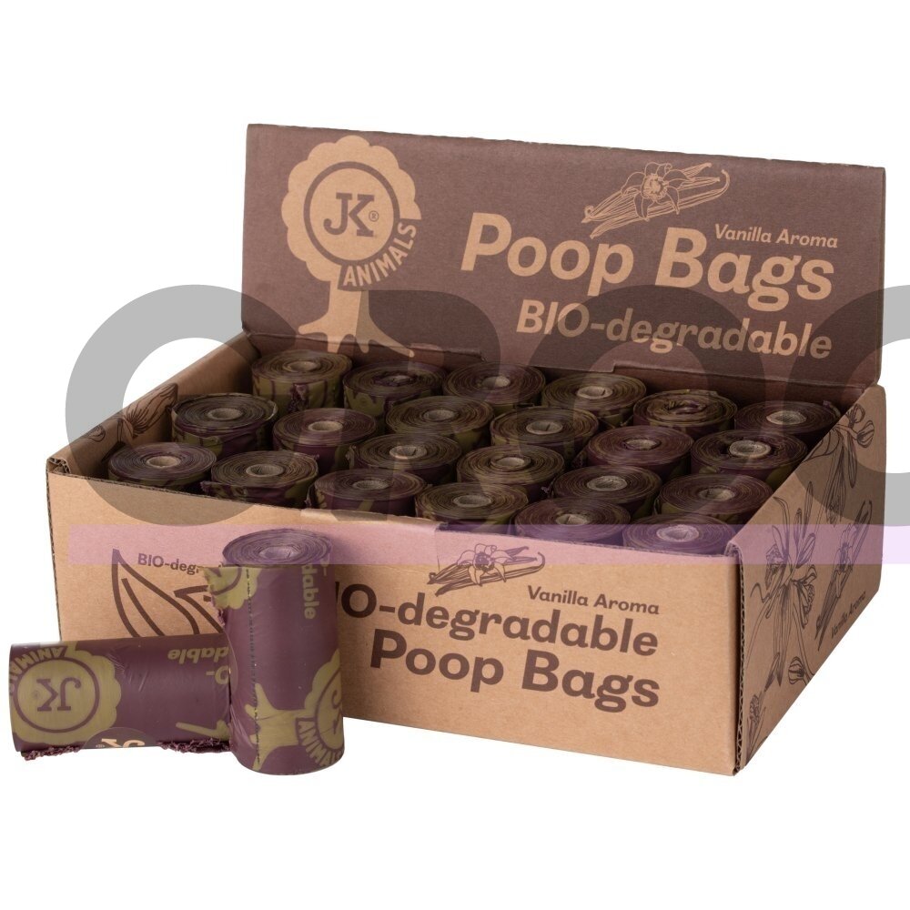 JK Animals BIO-degradable Poop Bags Box - biologiškai suyrantys maišeliai šunų ekskrementams 24 ritinėliai