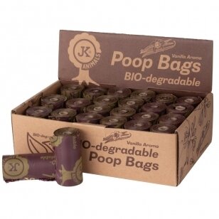 JK Animals BIO-degradable Poop Bags Box - biologiškai suyrantys maišeliai šunų ekskrementams 24 ritinėliai