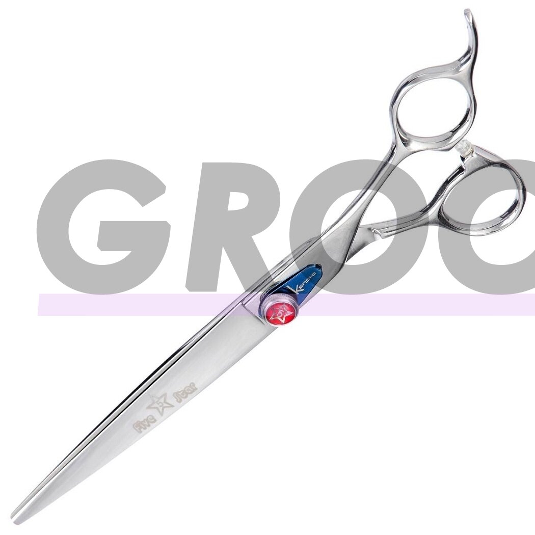 Kenchii Five Star Left Offset Scissor 7 "- aukščiausios kokybės profesionalios tiesios žirklės kairiarankiams.