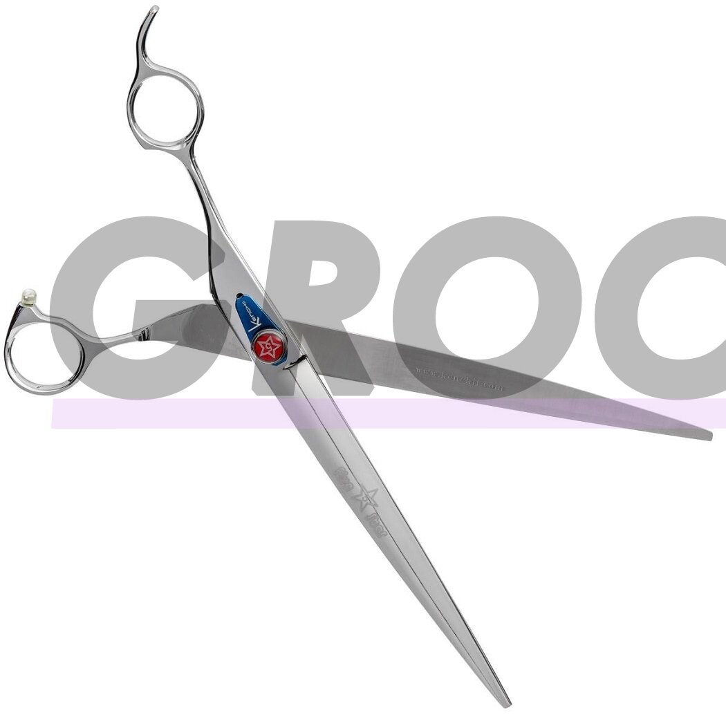 „Kenchii Five Star Offset Scissor Scissor 9“- aukščiausios kokybės profesionalios tiesios žirklės. 1