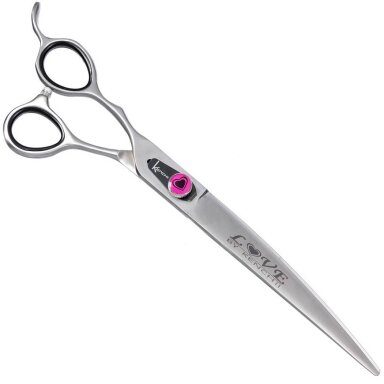 „Kenchii Love Scissor Curved Left 8“- aukščiausios kokybės, profesionaliai sulenktos žirklės kairiarankiams.