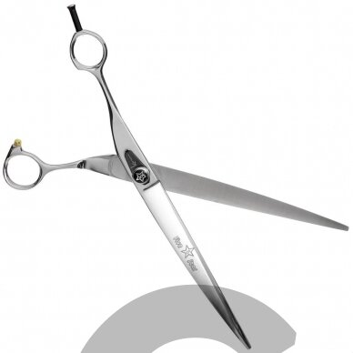 Kenchii Five Star Left Curved Scissor 9 "- aukščiausios kokybės, profesionalios išlenktos žirklės kairiarankiams. 1