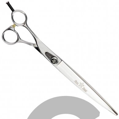 Kenchii Five Star Left Curved Scissor 9 "- aukščiausios kokybės, profesionalios išlenktos žirklės kairiarankiams.