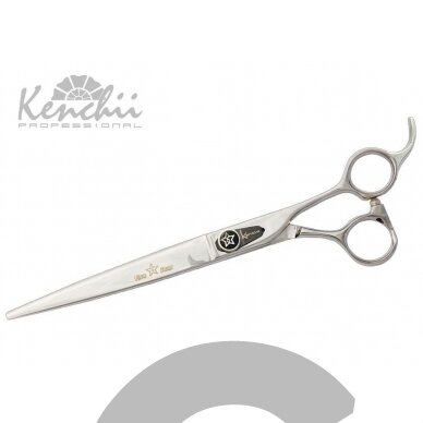 Kenchii Five Star Offset Scissor 7 "- aukščiausios kokybės profesionalios 18 cm tiesios žirklės. Kenchii Five Star Offset Scissor 7 "- aukščiausios kokybės profesionalios 18 cm tiesios žirklės.