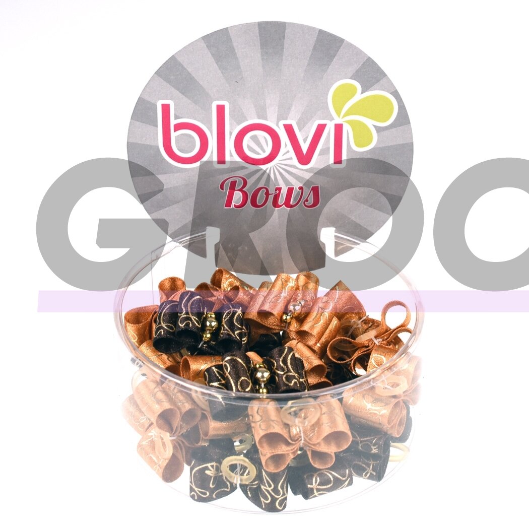 Kokardki Blovi Gold 25sztuk - elegantiški rudos ir aukso atspalvių bantukai šunims