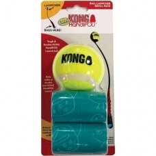 KONG HandiPOD Ball Launcher Refill Pack - teniso kamuoliukas ir 4 ritinėliai ekskrementų maišelių, papildymas.