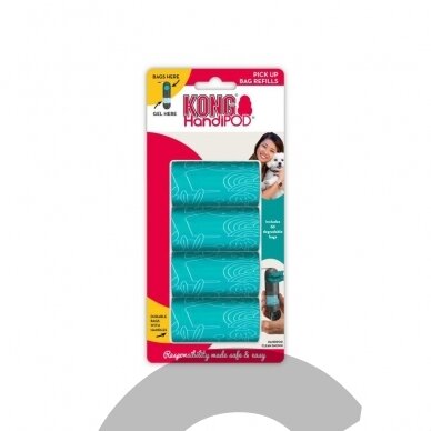 KONG HandiPOD Pick Up Bag Refills 4x15 vnt. - suyrantys šunų ekskrementų maišeliai 1 KONG HandiPOD Pick Up Bag Refills 4x15 vnt. - suyrantys šunų ekskrementų maišeliai 1