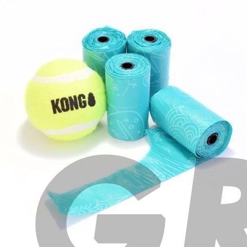 KONG HandiPOD Ball Launcher Refill Pack - teniso kamuoliukas ir 4 ritinėliai ekskrementų maišelių, papildymas.