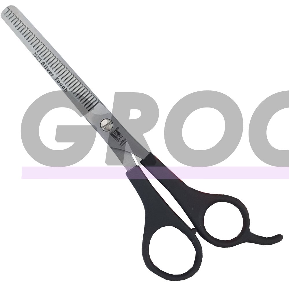 KR Witte Silver Touch Thinning 6 "- vienpusės filiravimo žirklės su plastikine rankena, 34 dantukai KR Witte Silver Touch Thinning 6 "- vienpusės filiravimo žirklės su plastikine rankena, 34 dantukai