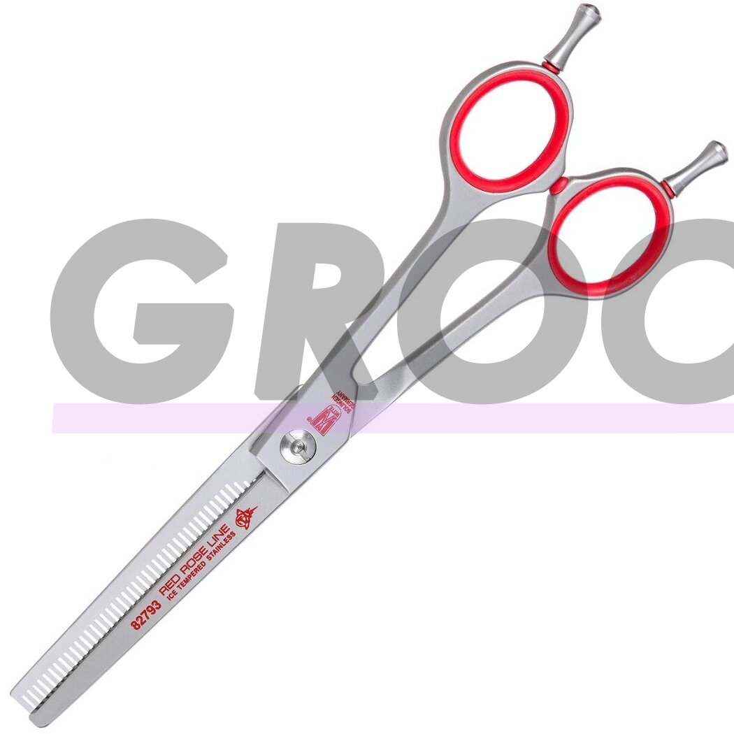 KR Witte Red Rose Line 6,5" - vienpusės filiravimo žirklės, 46 dantukai KR Witte Red Rose Line 6,5" - vienpusės filiravimo žirklės, 46 dantukai