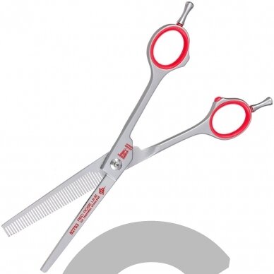 KR Witte Red Rose Line 6,5" - vienpusės filiravimo žirklės, 46 dantukai 1 KR Witte Red Rose Line 6,5" - vienpusės filiravimo žirklės, 46 dantukai 1