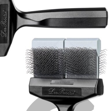 "Les Poochs Silver Finishing Double Brush" - kietas, lankstus šepetys pudeliams apdailos darbams 9 cm