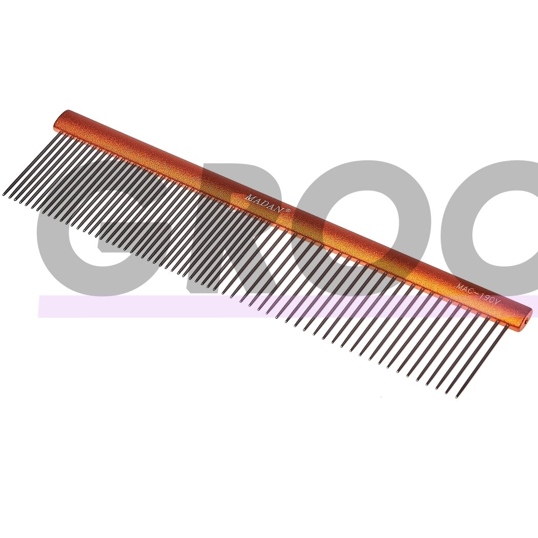 "Madan Professional Light" šukos 19 cm - profesionalios, lengvos šukos su aliuminine rankena ir mišriais dantų tarpais, 3,5 cm ilgio kaiščiais - oranžinė spalva "Madan Professional Light" šukos 19 cm - profesionalios, lengvos šukos su aliuminine rankena ir mišriais dantų tarpais, 3,5 cm ilgio kaiščiais - oranžinė spalva