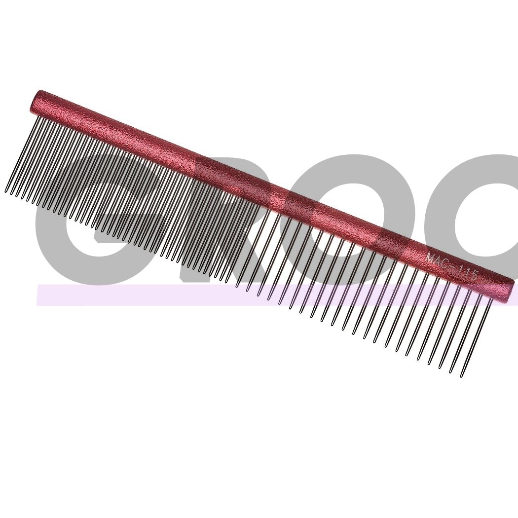 "Madan Professional Mini Light Face Comb 11,5 cm - profesionalios ir lengvos mini šukos su aliuminio rankena ir mišriais dantų tarpais - Spalva: raudona "Madan Professional Mini Light Face Comb 11,5 cm - profesionalios ir lengvos mini šukos su aliuminio rankena ir mišriais dantų tarpais - Spalva: raudona