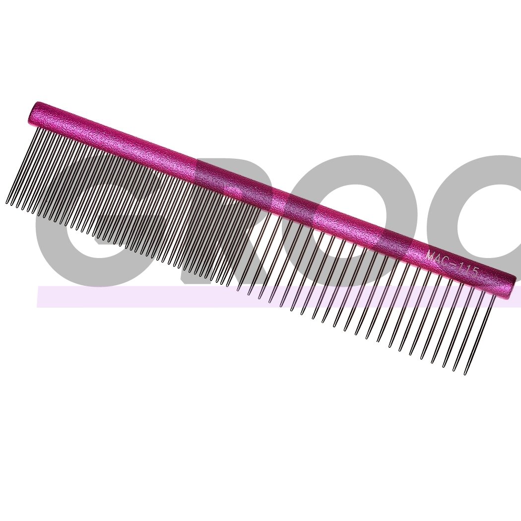 "Madan Professional Mini Light Face Comb 11,5 cm - profesionalios ir lengvos mini šukos su aliuminio rankena ir mišriais dantų tarpais - Spalva: Rožinė