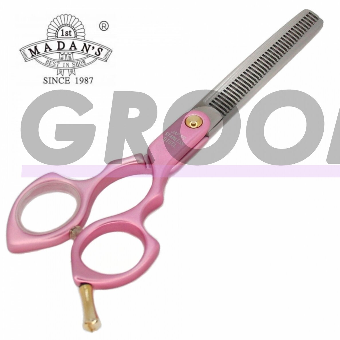Madan Pet Grooming Thinning – profesionalios, itin lengvos vienpusės filiravimo žirklės iš japoniško nerūdijančio plieno, aliuminio rankena – raudona