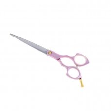 Madan Straight Pet Grooming Scissors 6,5" - profesionalios, itin lengvos tiesios žirklės pagamintos iš japoniško nerūdijančio plieno, aliuminio rankena - rožinė