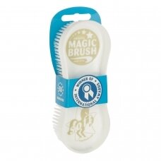 "Magic Brush Soft" - minkštas šepetys šunims ir žirgams, baltos spalvos.
