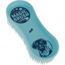 "Magic Brush Soft" - minkštas šepetys šunims ir žirgams, mėlynos spalvos.