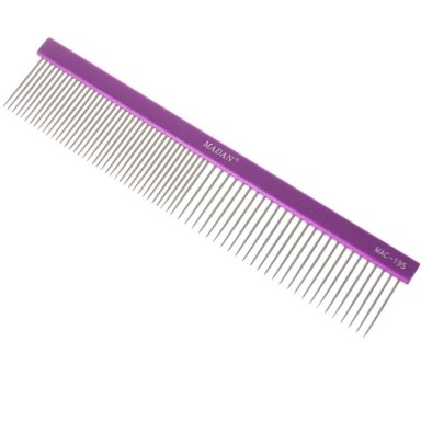 "Madan Professional Light" šukos 19 cm - profesionalios, lengvos šukos su aliuminine rankena ir mišriais dantų tarpais, 2,8 cm ilgio kaiščiais - Violetinė spalva