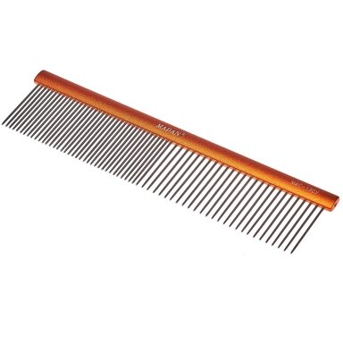 "Madan Professional Light" šukos 19 cm - profesionalios, lengvos šukos su aliuminine rankena ir mišriais dantų tarpais, 3,5 cm ilgio kaiščiais - oranžinė spalva
