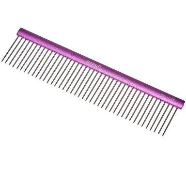 "Madan Professional Light" šukos 19 cm - profesionalios, lengvos šukos su aliuminio rankenėle, 3 mm tarpai ir 3,5 cm dantukai. Violetinės