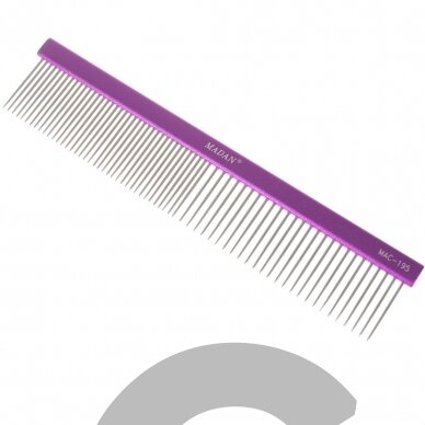 "Madan Professional Light" šukos 19 cm - profesionalios, lengvos šukos su aliuminine rankena ir mišriais dantų tarpais, 2,8 cm ilgio kaiščiais - Violetinė spalva "Madan Professional Light" šukos 19 cm - profesionalios, lengvos šukos su aliuminine rankena ir mišriais dantų tarpais, 2,8 cm ilgio kaiščiais - Violetinė spalva