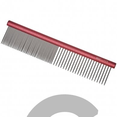 "Madan Professional Mini Light Face Comb 11,5 cm - profesionalios ir lengvos mini šukos su aliuminio rankena ir mišriais dantų tarpais - Spalva: raudona "Madan Professional Mini Light Face Comb 11,5 cm - profesionalios ir lengvos mini šukos su aliuminio rankena ir mišriais dantų tarpais - Spalva: raudona