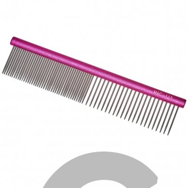 "Madan Professional Mini Light Face Comb 11,5 cm - profesionalios ir lengvos mini šukos su aliuminio rankena ir mišriais dantų tarpais - Spalva: Rožinė "Madan Professional Mini Light Face Comb 11,5 cm - profesionalios ir lengvos mini šukos su aliuminio rankena ir mišriais dantų tarpais - Spalva: Rožinė
