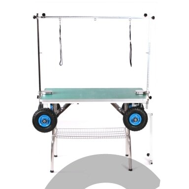 Mobilus kirpimo stalas, ant didelių pripučiamų ratų, stalviršis Violetinė 110x60cm Mobilus kirpimo stalas, ant didelių pripučiamų ratų, stalviršis Violetinė 110x60cm