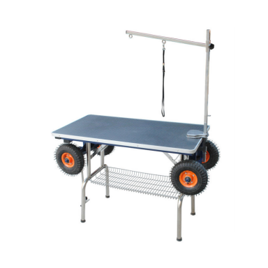 Mobilus kirpimo stalas, ant didelių pripučiamų ratų, stalviršis Rožinis110x60cm Mobilus kirpimo stalas, ant didelių pripučiamų ratų, stalviršis Rožinis110x60cm
