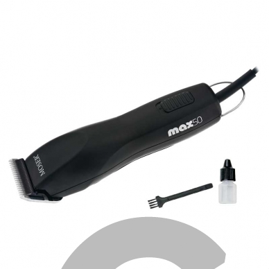 "Moser MAX 50" - tyli, profesionali mašinėlė su 1 mm galvutė ir priedais
