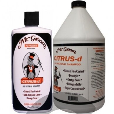 "Mr Groom Citrus Shampoo" - natūralus šampūnas nuo blusų šunims su eteriniais aliejais, alaviju ir kokosų aliejumi "Mr Groom Citrus Shampoo" - natūralus šampūnas nuo blusų šunims su eteriniais aliejais, alaviju ir kokosų aliejumi