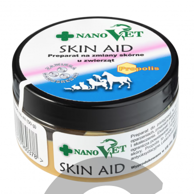 "Nano Vet Skin Aid" 60ml - kremas gyvūnų odos pažeidimams gydyti su propoliu ir nanosidabru "Nano Vet Skin Aid" 60ml - kremas gyvūnų odos pažeidimams gydyti su propoliu ir nanosidabru