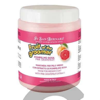 Iv San Bernard Fruit of the Groomer Pink Grapefruit Mask - rožinė greipfrutų kaukė pusilgiams plaukams, skirta šunims ir katėms 1 Iv San Bernard Fruit of the Groomer Pink Grapefruit Mask - rožinė greipfrutų kaukė pusilgiams plaukams, skirta šunims ir katėms 1