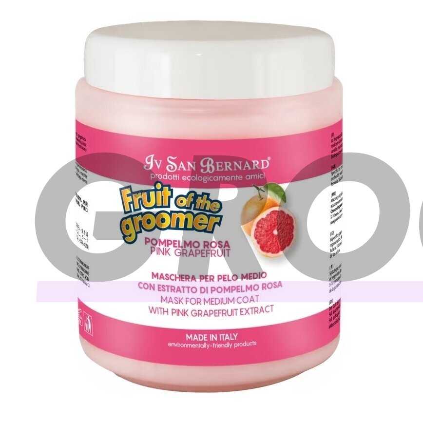 Iv San Bernard Fruit of the Groomer Pink Grapefruit Mask - rožinė greipfrutų kaukė pusilgiams plaukams, skirta šunims ir katėms 1 Iv San Bernard Fruit of the Groomer Pink Grapefruit Mask - rožinė greipfrutų kaukė pusilgiams plaukams, skirta šunims ir katėms 1