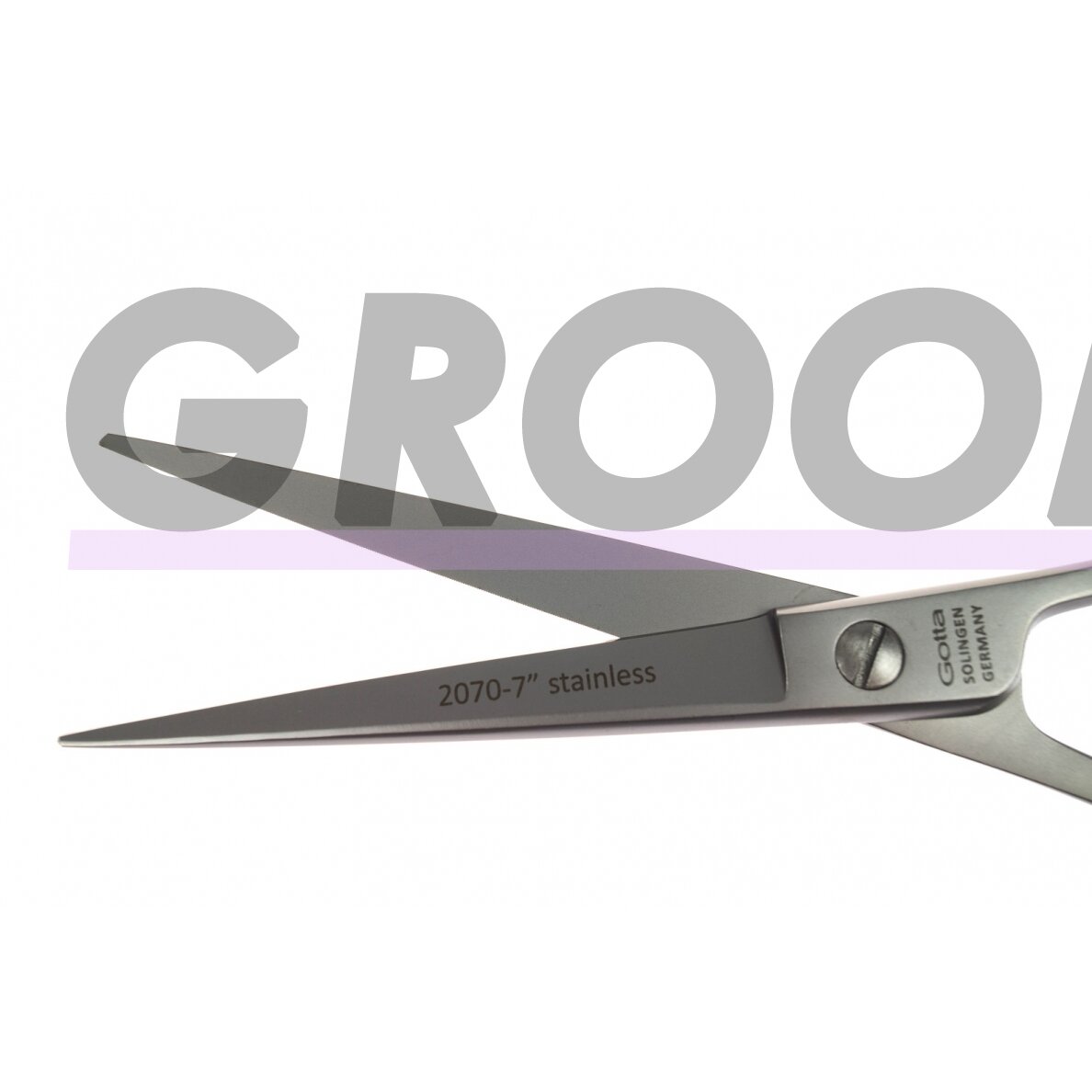 Gotta Solingen 7 colių (18,5 cm) tiesios žirklės su vienpusiu mikro pjūviu. 1 Gotta Solingen 7 colių (18,5 cm) tiesios žirklės su vienpusiu mikro pjūviu. 1