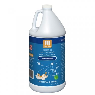 Nootie Whitening & Brightening Shampoo 3.8l - plaukus balinantis ir šviesinantis šampūnas su simondsijų aliejumi, koncentratas 1:16