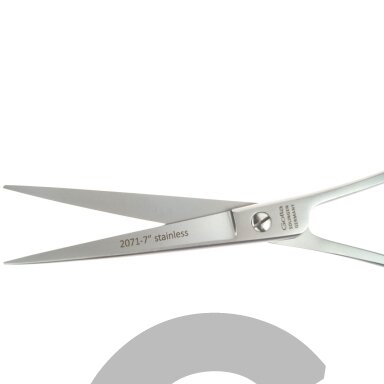 „Gotta Solingen“ 7,5 colio (18,5 cm) išlenktos žirklės su vienpusiu mikro pjūviu.