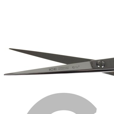 „Gotta Solingen Ice“ 6,5 colio (17 cm) nikeliuotos tiesios žirklės su vienpuiais mikropjūviais.