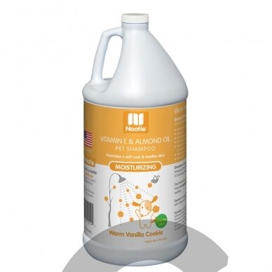 Nootie Warm Vanilla Cookie Shampoo 3,8 l - drėkinamasis šampūnas šunims su vitaminu E ir migdolų aliejumi, sausainių kvapas, koncentratas 1:16 Nootie Warm Vanilla Cookie Shampoo 3,8 l - drėkinamasis šampūnas šunims su vitaminu E ir migdolų aliejumi, sausainių kvapas, koncentratas 1:16