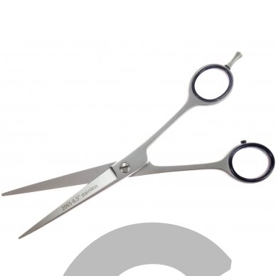 6,5 colio (17 cm) Gotta Solingen tiesios žirklės su vienpusiu mikro pjūviu. 6,5 colio (17 cm) Gotta Solingen tiesios žirklės su vienpusiu mikro pjūviu.